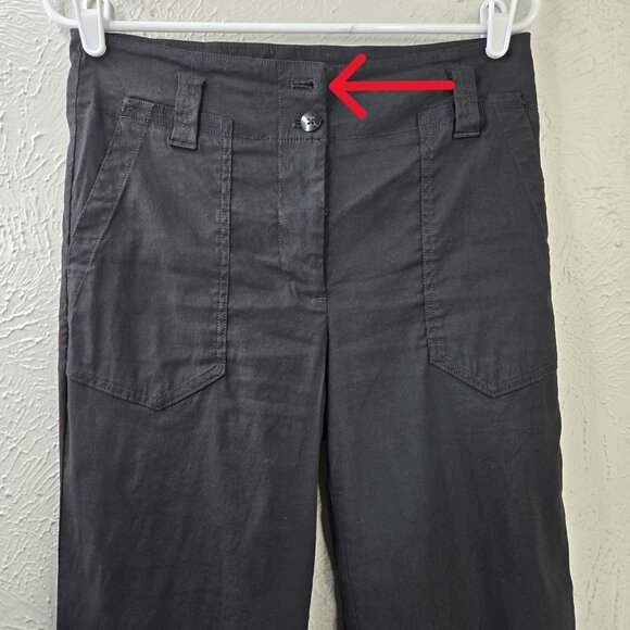 Maeve Wide Leg Pants 6 Linen Blend Black High Waisted Minimalist Crop Trousers - Picture 3 of 12